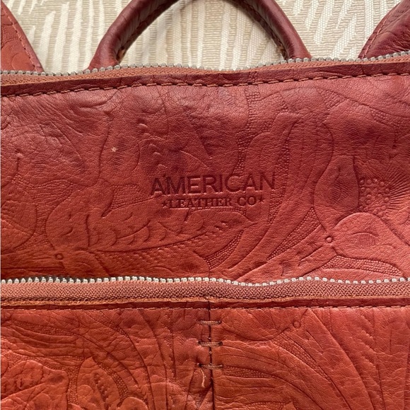 American Leather Co. embossed “Cleveland” style backpack - Picture 3 of 12